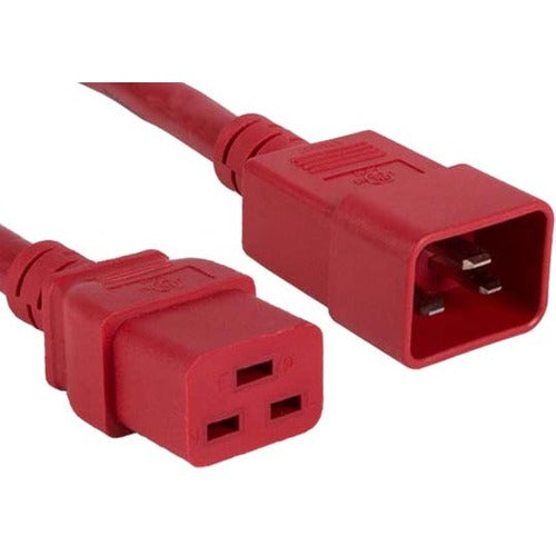 ENET C19 to C20 Power Extension Cord, 3 ft, Red, 250V AC – C19C20-RD-3F-ENC