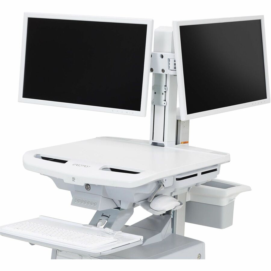 Ergotron SV Dual Monitor Kit for Medical Carts - Dual Screen Mount with Adjustable Height and Side Pivoting