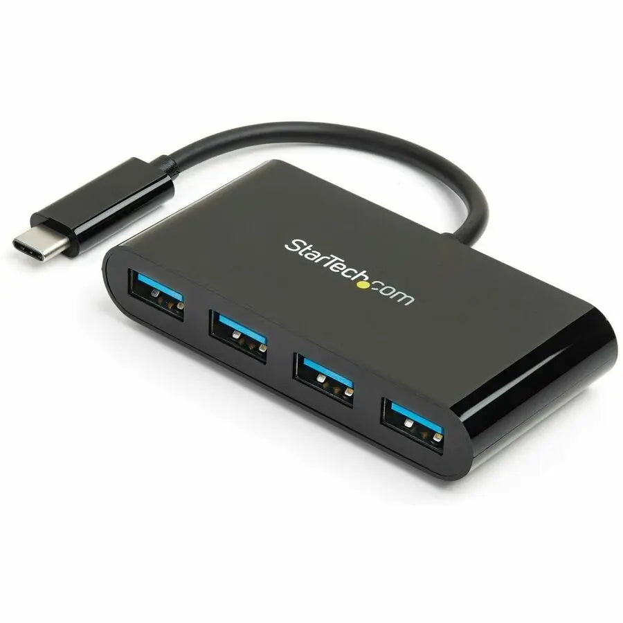 StarTech.com HB30C4AB 4-Port USB 3.0 Hub – USB-C to USB-A, Bus Powered, Compact Design