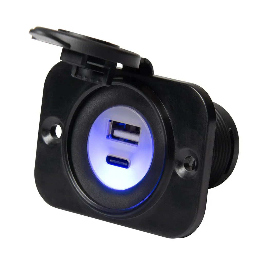 Marinco Sealink Dual USB-A and USB-C Combo Charger - 12V/24V Marine and RV Power Accessory