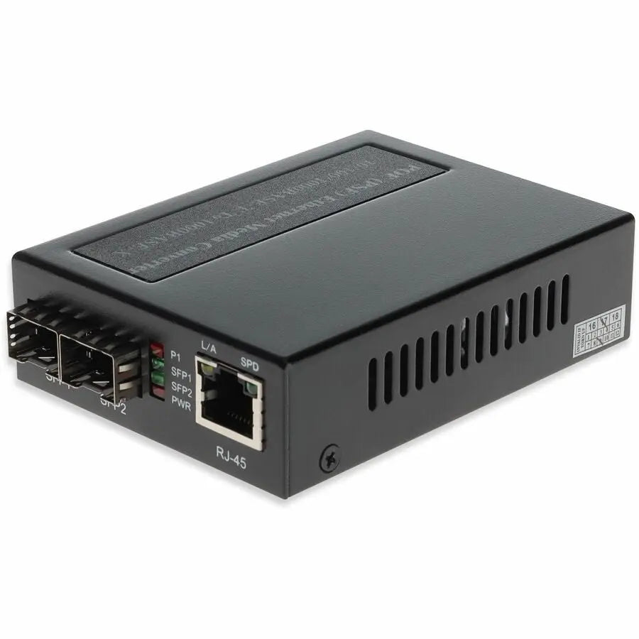 AddOn 10/100/1000Base-TX to 2 Open SFP Port PoE+ Media Converter