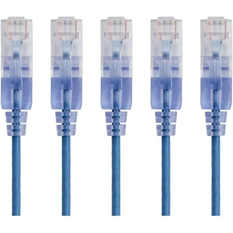Monoprice SlimRun Cat6A Ethernet Patch Cable 5ft Blue - 5-Pack