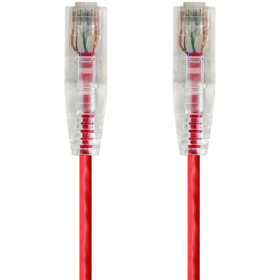 Monoprice SlimRun Cat6 28AWG UTP Ethernet Network Cable, 2ft, Red