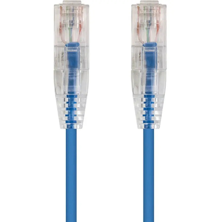 Monoprice SlimRun Cat6 28AWG UTP Ethernet Network Cable, 3ft - Space-Saving High-Performance Patch Cable in Blue