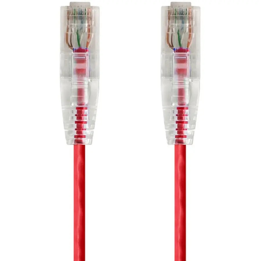 Monoprice SlimRun Cat6 28AWG UTP Ethernet Network Cable, 3ft - Red