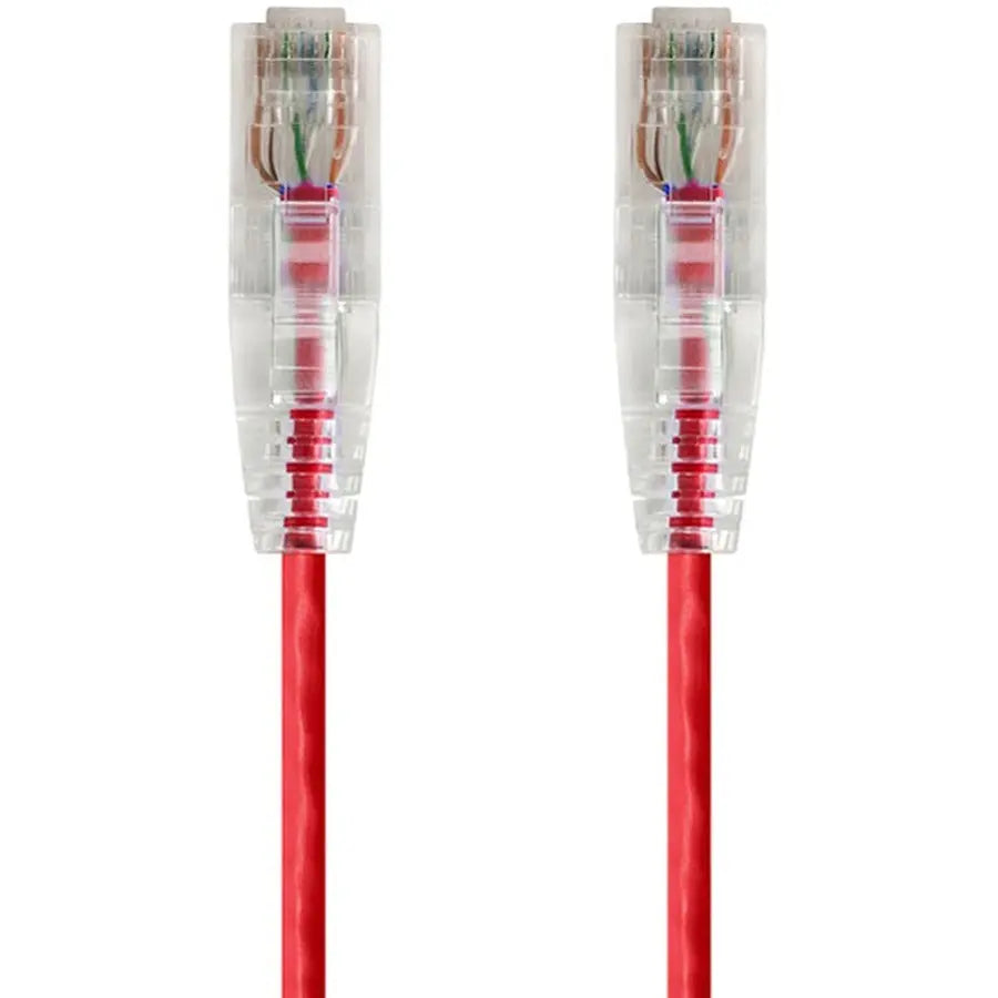 Monoprice SlimRun Cat6 28AWG UTP Ethernet Network Cable, 7ft - Red