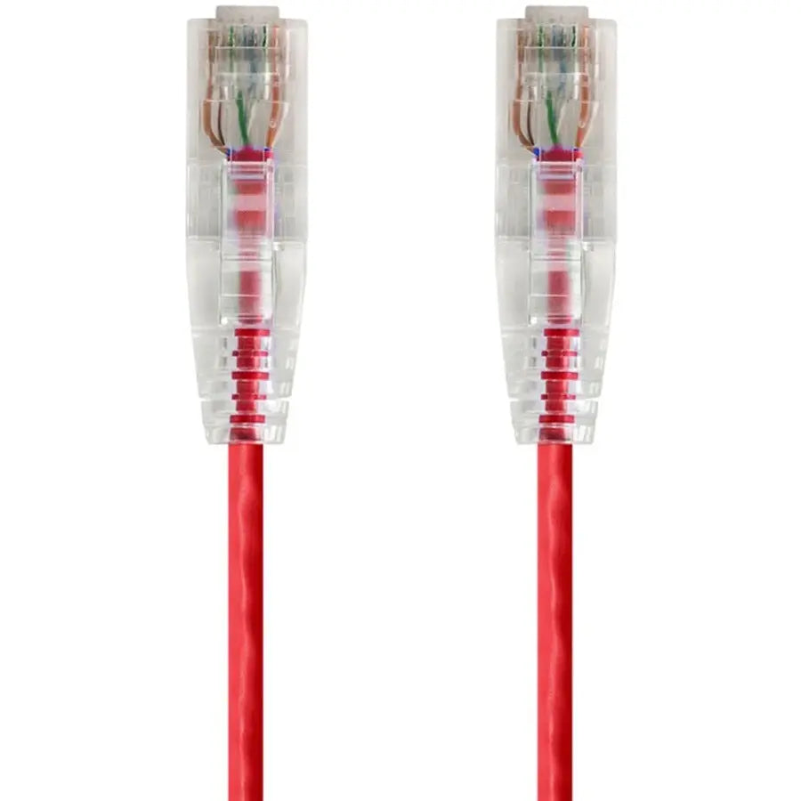 Monoprice SlimRun Cat6 28AWG UTP Ethernet Network Cable, 14ft - Red