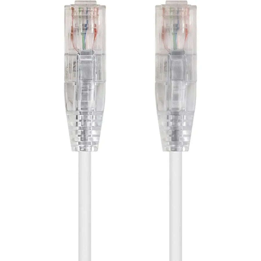 Monoprice SlimRun Cat6 28AWG UTP Ethernet Network Cable, 3ft, White – High-Performance Space-Saving Data Cable