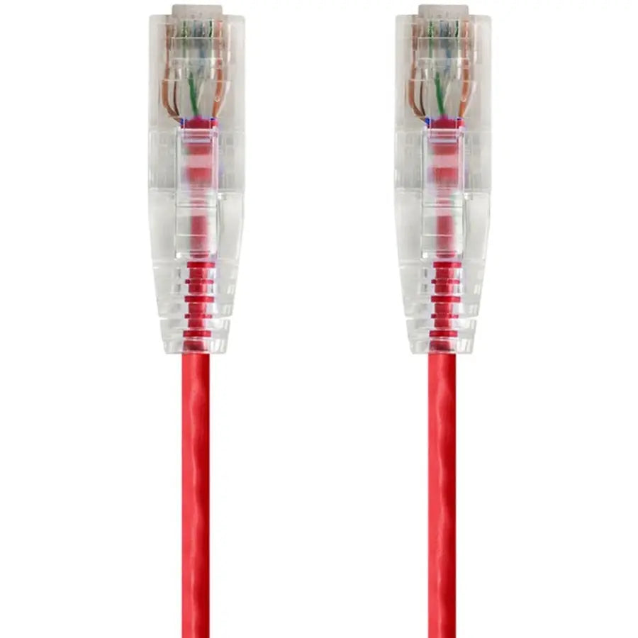 Monoprice SlimRun Cat6 28AWG UTP Ethernet Network Cable, 1ft - Red