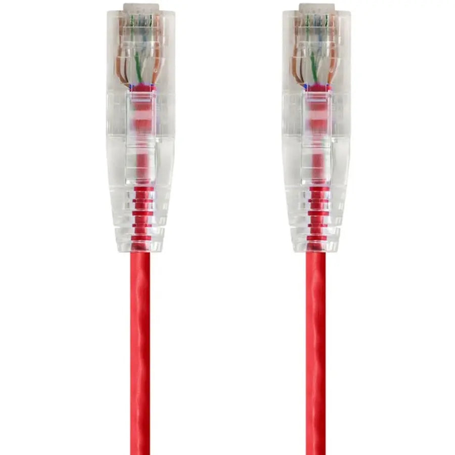 Monoprice SlimRun Cat6 28AWG UTP Ethernet Network Cable, 10ft - Red