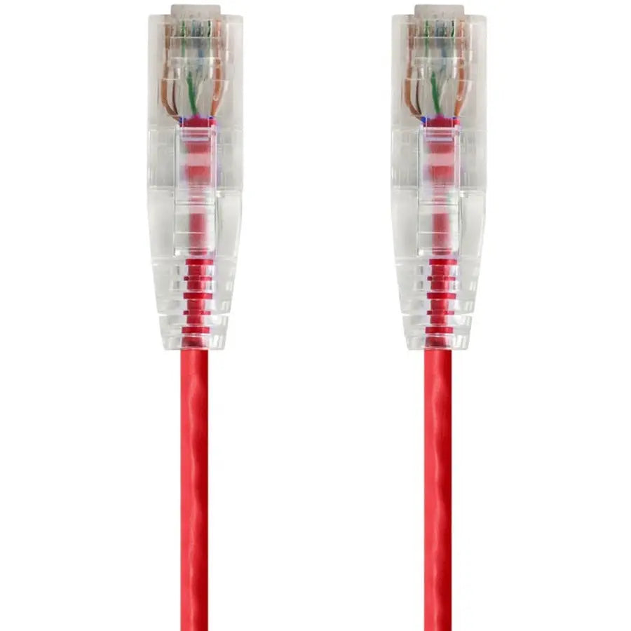 Monoprice SlimRun Cat6 28AWG UTP Ethernet Patch Cable - 0.5 ft, Red