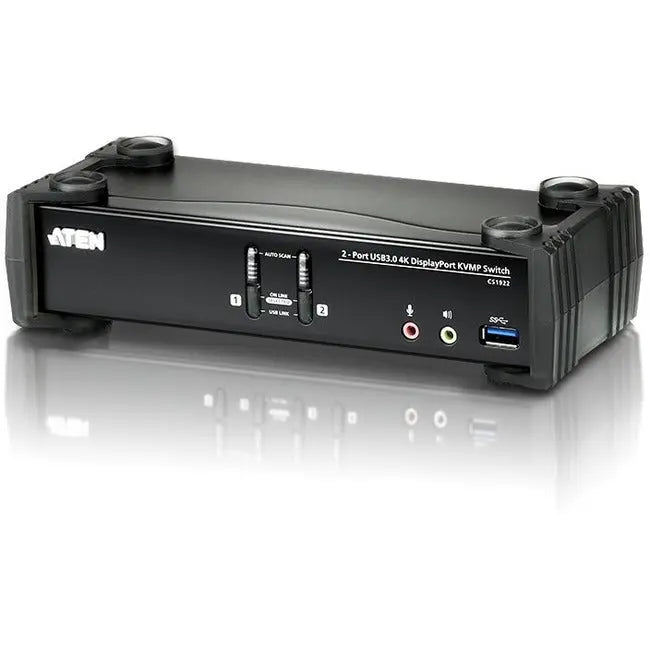 ATEN Technologies CS1922 2-Port USB 3.0 4K DisplayPort KVMP Switch for High-Resolution Video and Audio