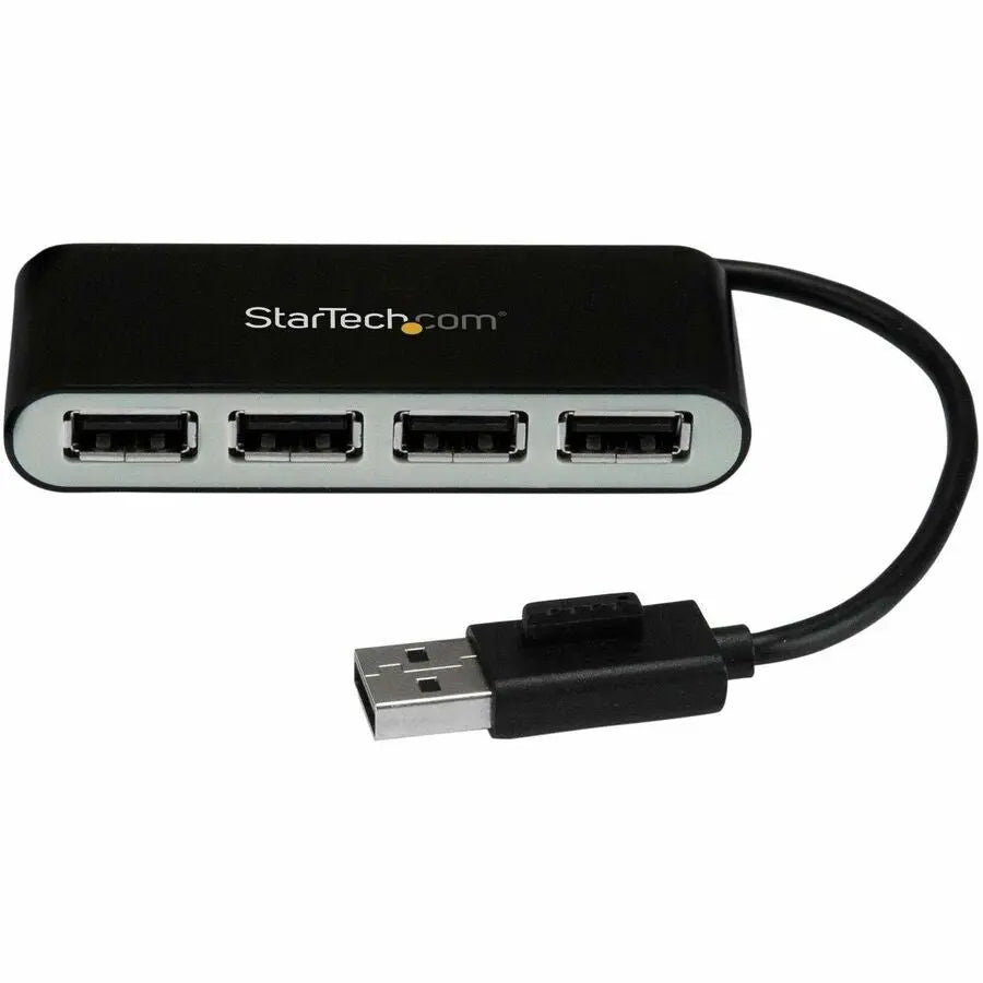 StarTech.com ST4200MINI2 4-Port Portable USB 2.0 Hub with Built-In Cable for Travel and Desktop Use