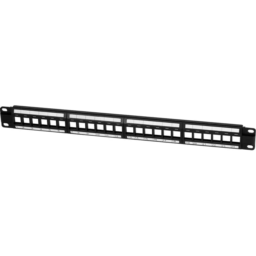 Monoprice 24-Port Keystone Jack Panel for 19-Inch Racks - 1U Steel Patch Panel with Numbered Ports