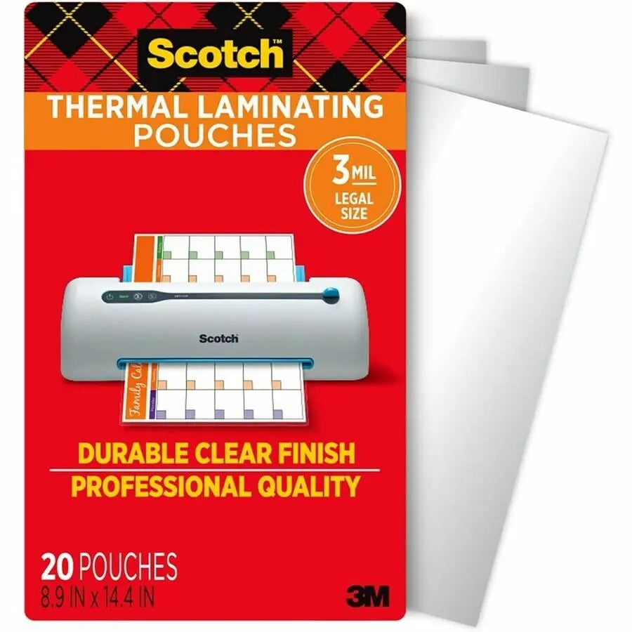 3M Scotch Thermal Laminating Pouches 8-1/2 x 14 inches, Pack of 20