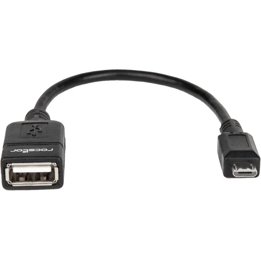 Rocstor Premier Micro USB to USB OTG Host Adapter (6-inch) – M/F, Nickel-Plated Connectors, Black