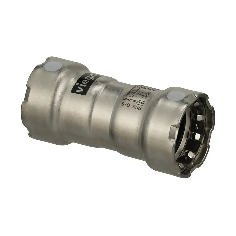 Viega MegaPress 316 FKM 1-1/4 inch Coupling with Stop for Stainless Steel Pipe