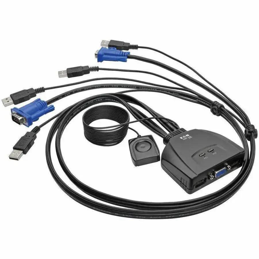 Eaton Tripp Lite Series 2-Port USB/VGA Cable KVM Switch with Cables and USB Peripheral Sharing by Eaton Corporation
