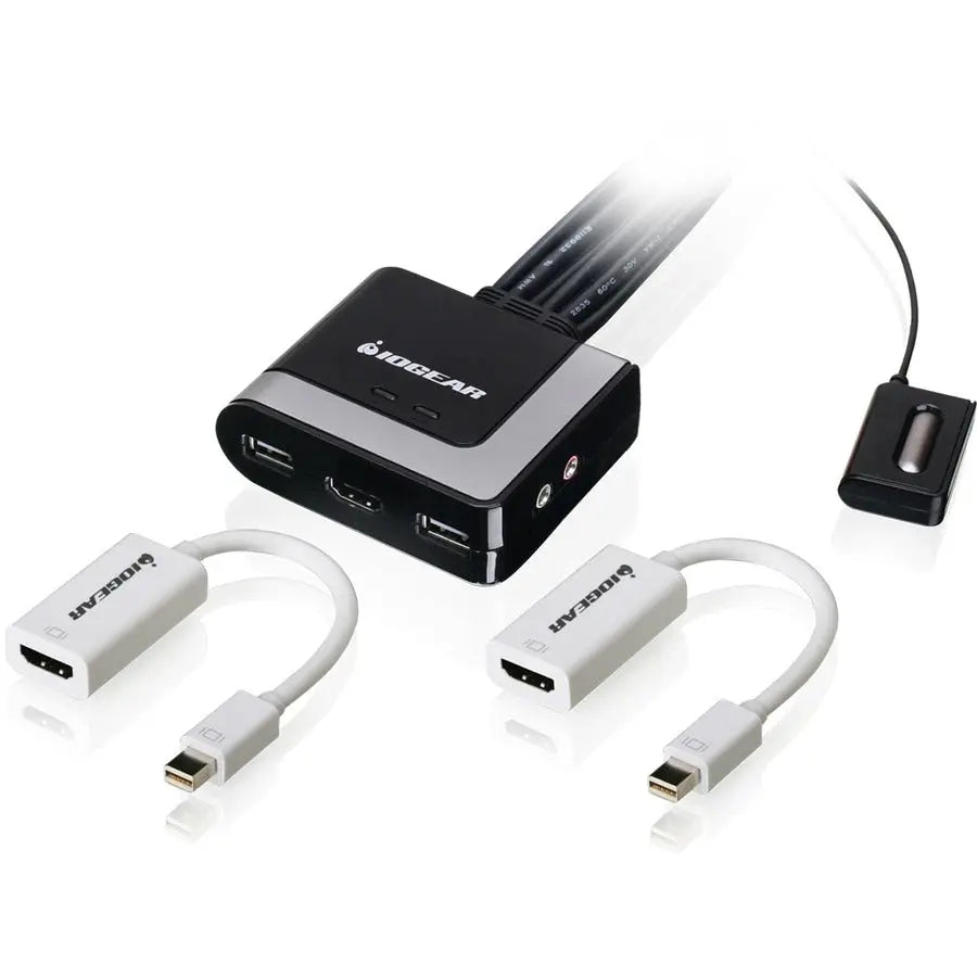 IOGEAR GCS62HMDPKIT 2-Port HD Cable KVM Switch with Mini DisplayPort Adapters