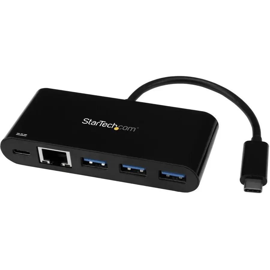 StarTech.com 3-Port USB-C Hub with Gigabit Ethernet and 60W Power Delivery - USB-C to USB-A and Ethernet Adapter by StarTech.com