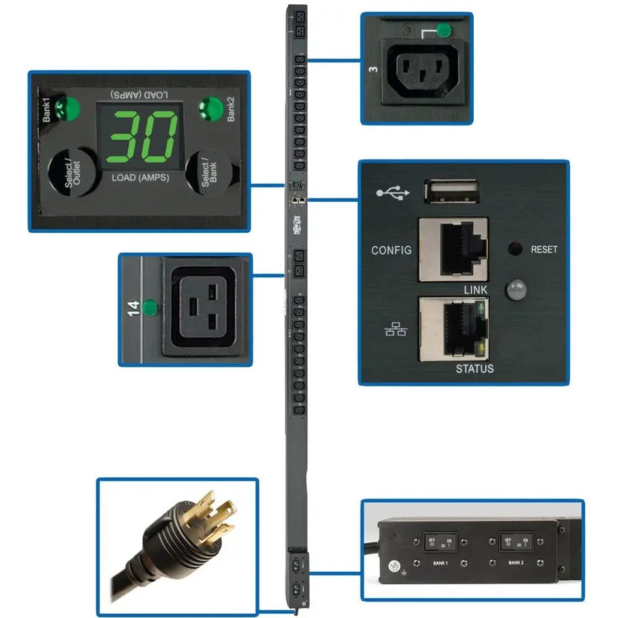 Eaton Corporation PDUMVR30HVNETLX 24-Outlet Rack-Mountable Switched PDU with Remote Monitoring