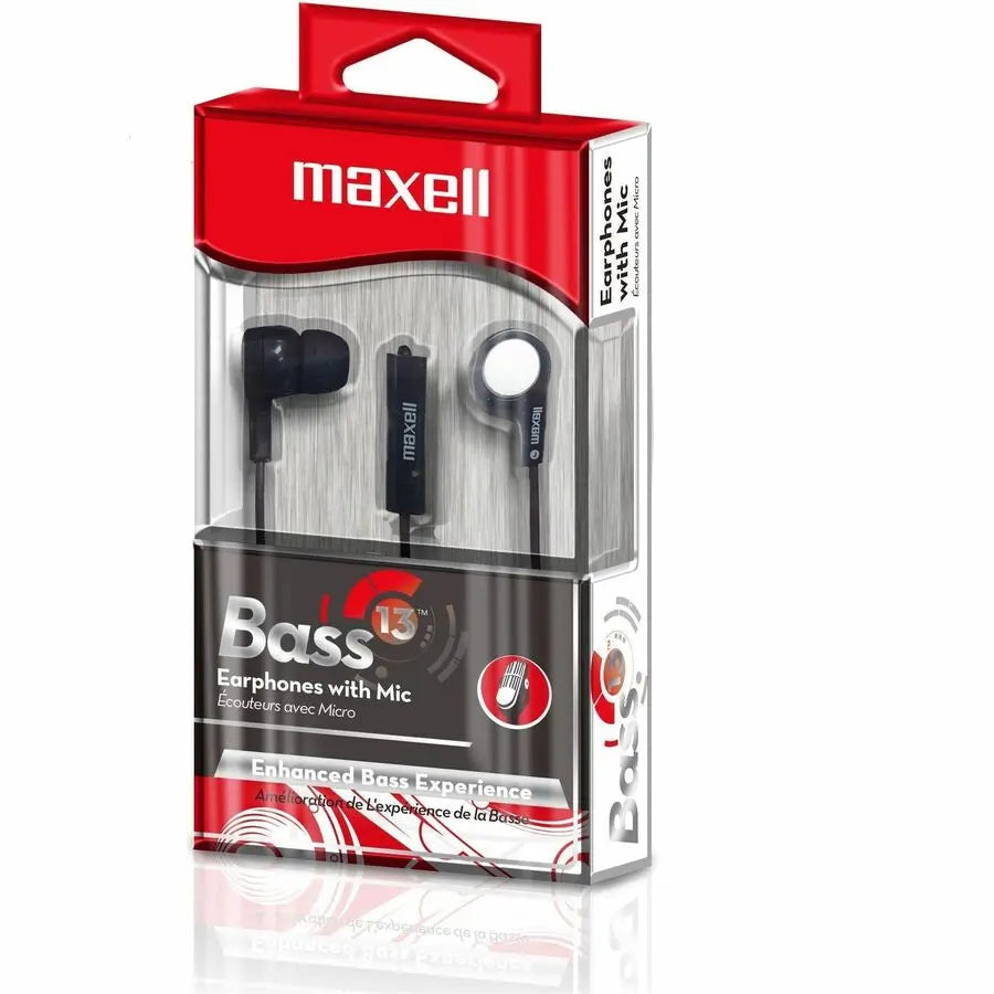 Maxell B-13 Earset with Enhanced Bass, Inline Microphone, and Extra Eartips