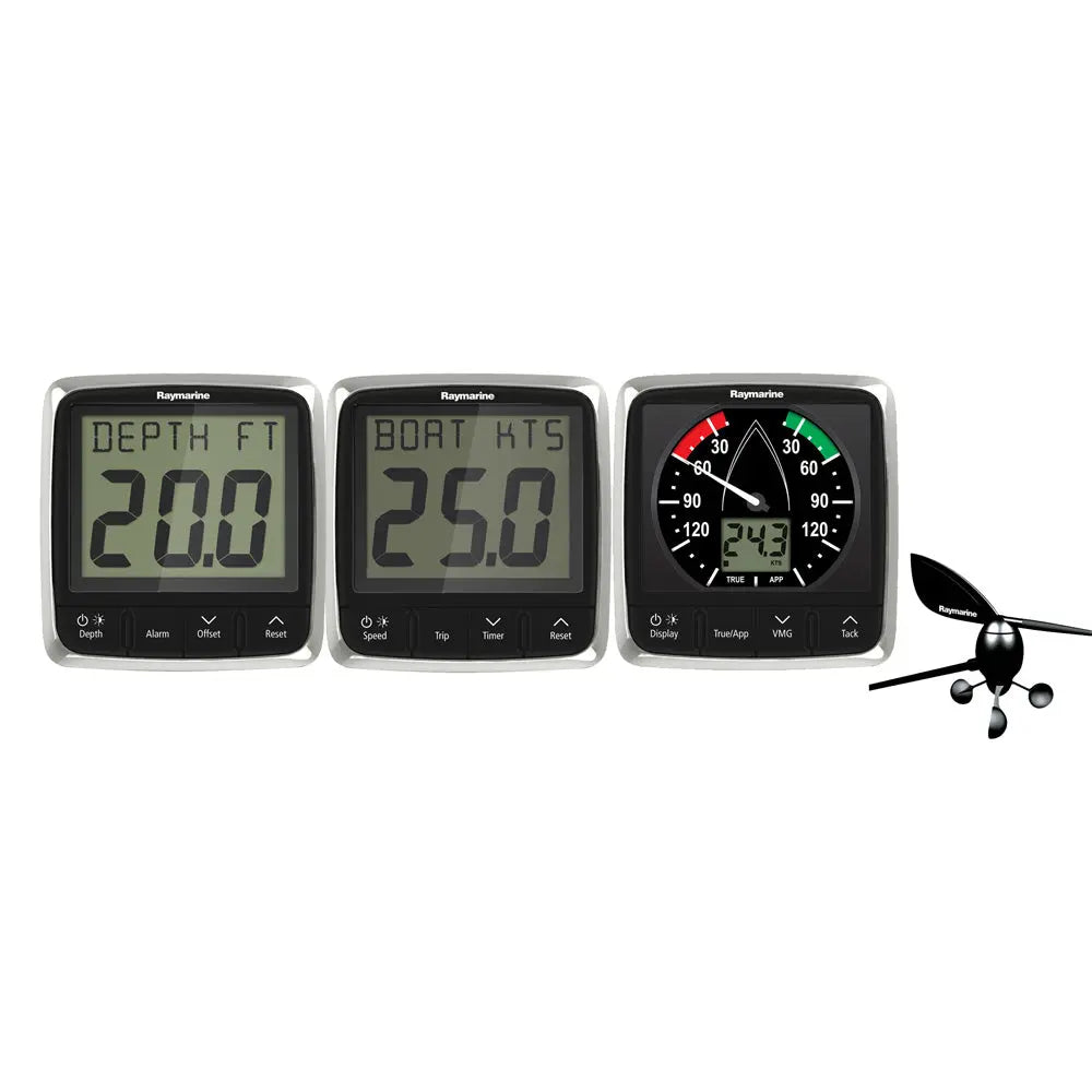 Raymarine i50/i60 Wind, Speed, Depth System Pack with Transducers for Marine Navigation