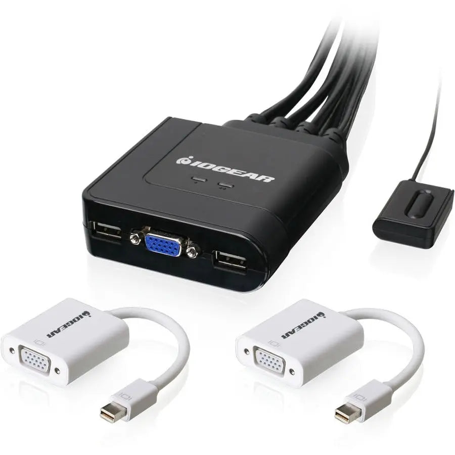 IOGEAR GCS72MDPKIT 2-Port USB VGA & Mini DisplayPort KVM Switch with Adapters