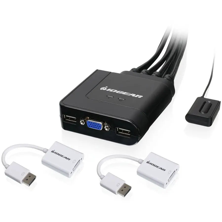 IOGEAR 2-Port USB VGA and DisplayPort KVM Switch with Adapters - GCS72DPKIT
