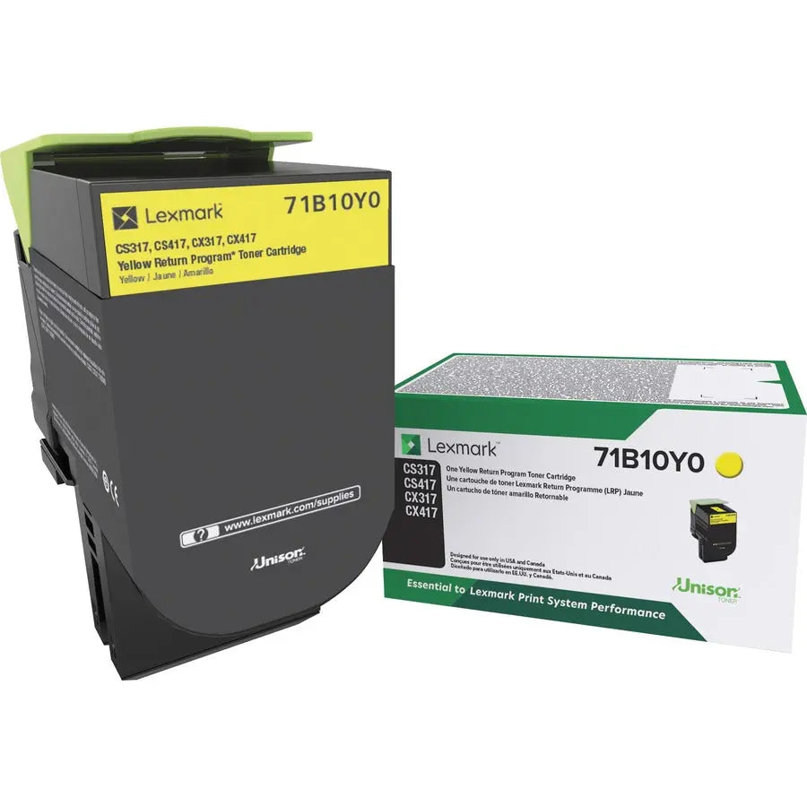 Lexmark Unison Original Laser Toner Cartridge - Yellow (Part #71B10Y0) for Lexmark CX517de, CS317dn, CS417dn, CS517de, CX317dn, CX417de Printers