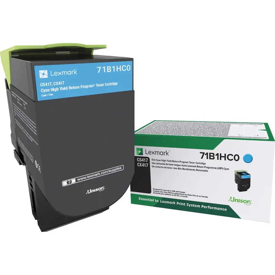 Lexmark Unison Original High Yield Cyan Laser Toner Cartridge - Part Number 71B1HC0 for Lexmark CS417dn, CS517de, CX417de & CX517de Printers