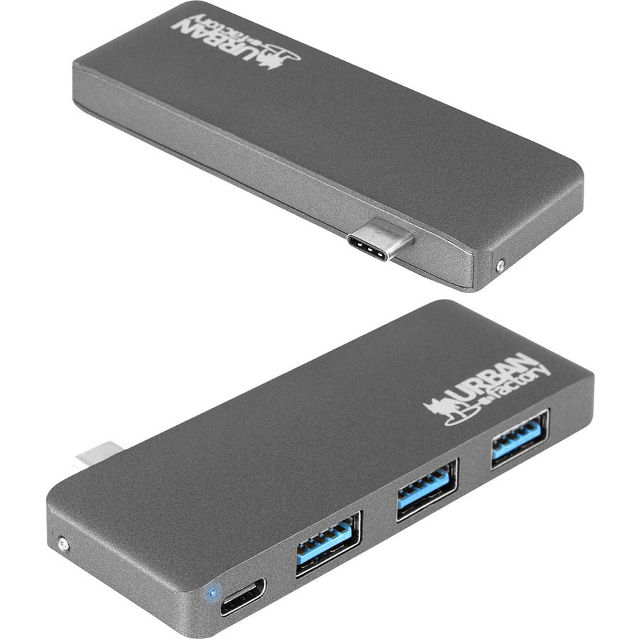 Urban Factory TCH03UF Type-C Hub with 3 USB 3.0 Ports and 30W Power Delivery Pass-Through
