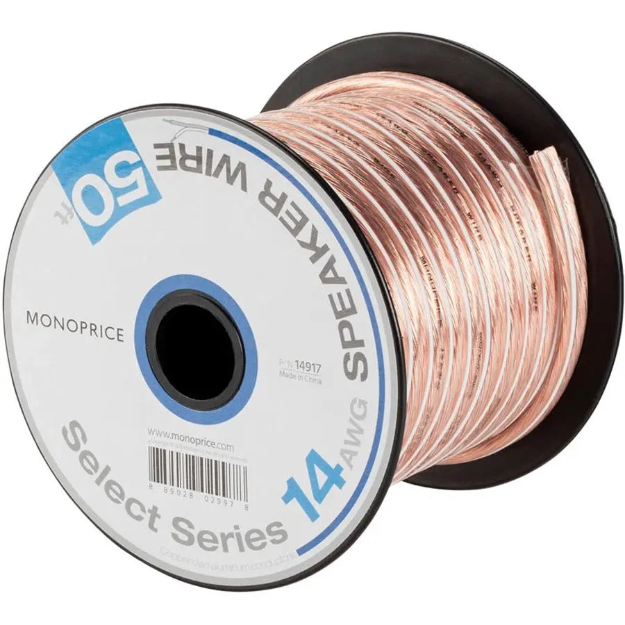Monoprice Select Series 14AWG Speaker Wire, 50ft – Durable Audio Cable for Home Theater