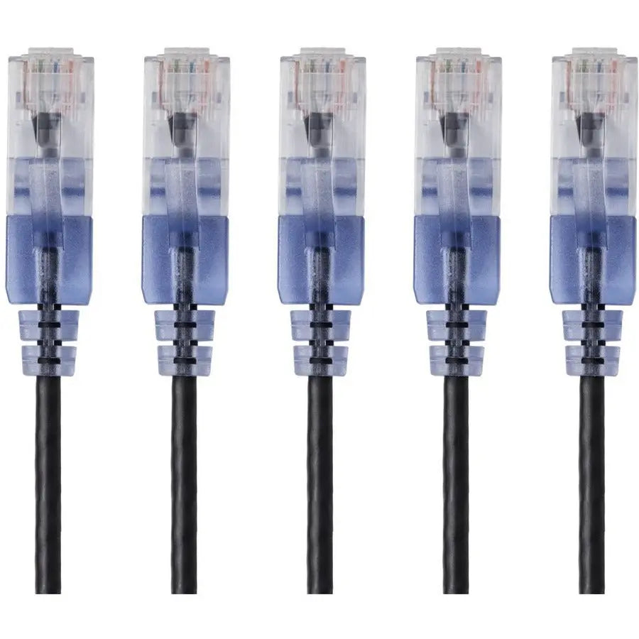 Monoprice SlimRun Cat6A Ethernet Patch Cable 1ft Black - 5-Pack