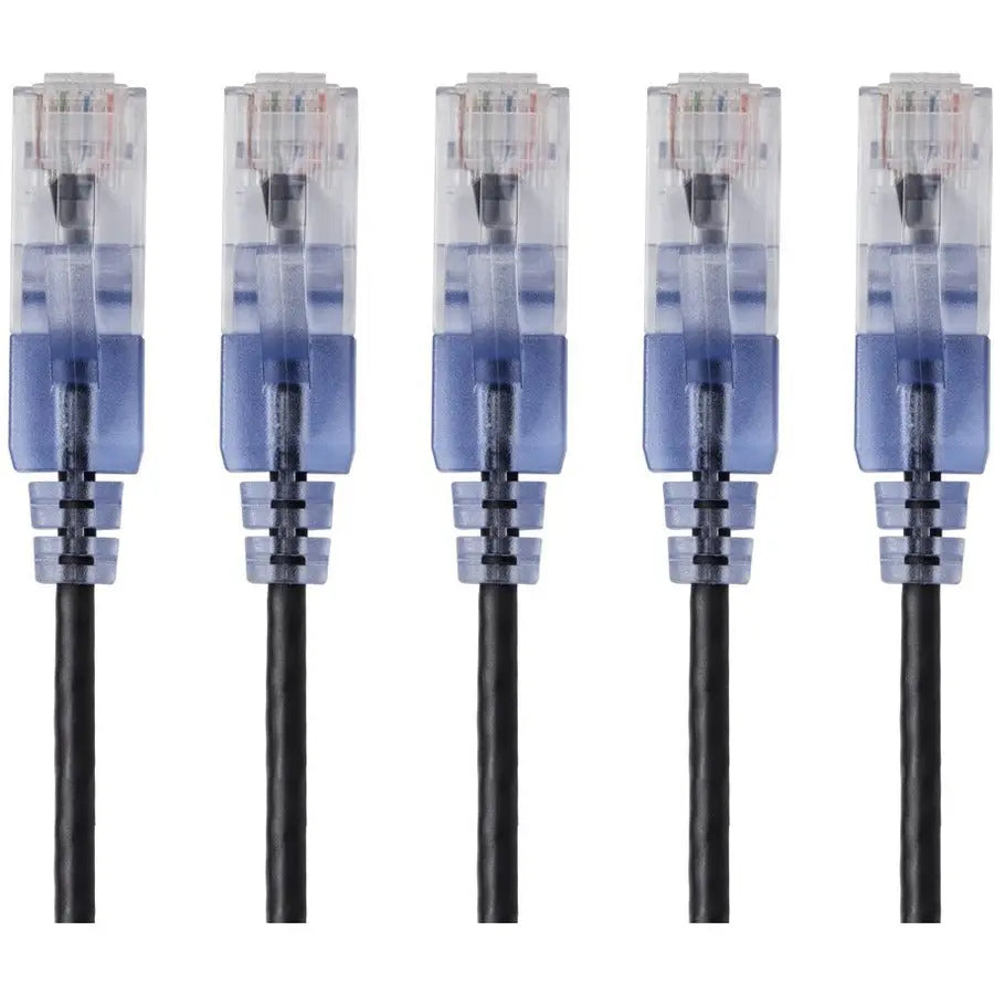 Monoprice SlimRun Cat6A Ethernet Patch Cable 7ft Black - 5 Pack