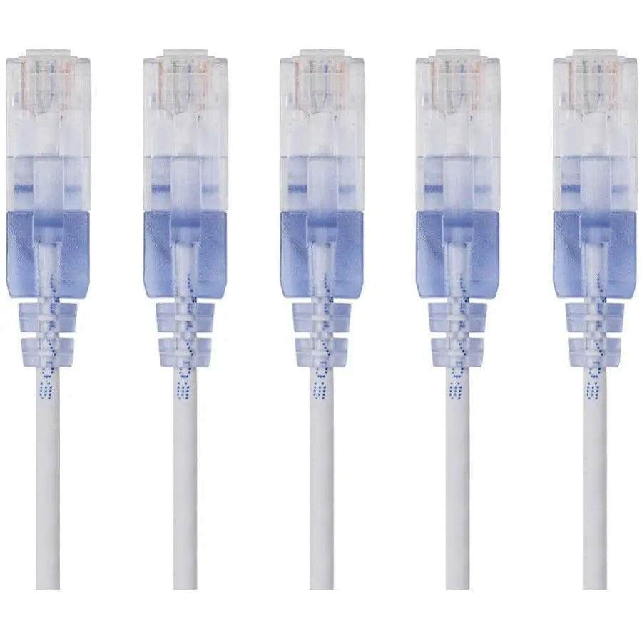 Monoprice SlimRun Cat6A Ethernet Patch Cable 7ft - 5 Pack, White