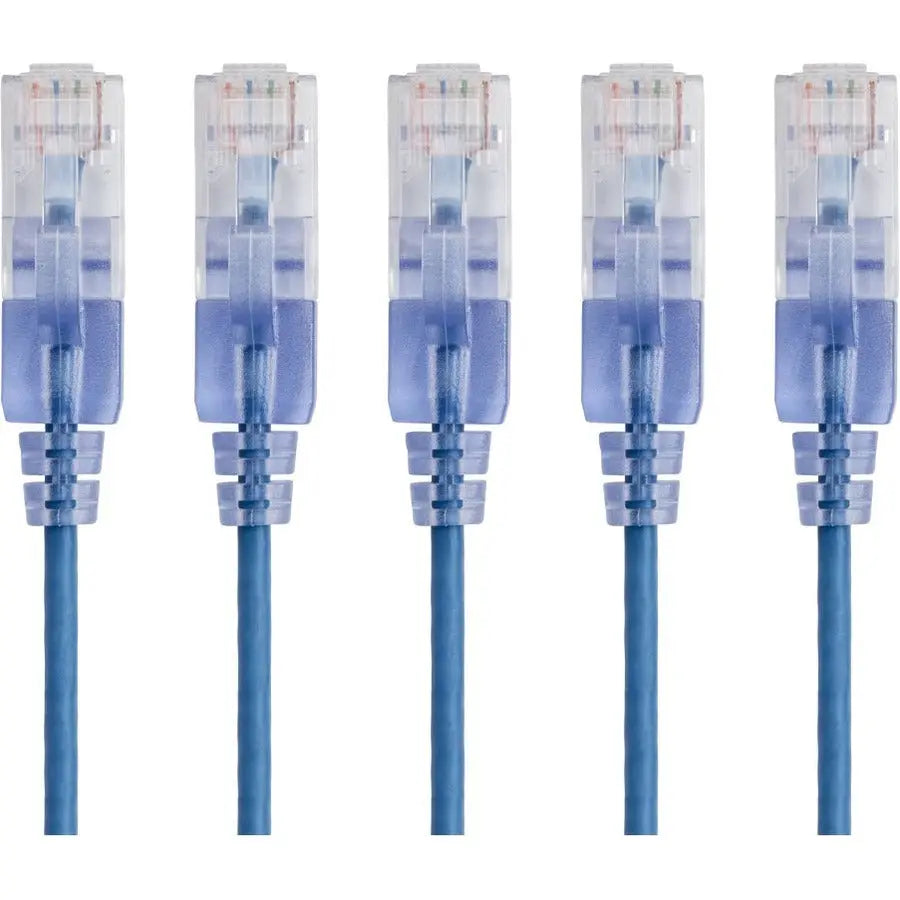 Monoprice SlimRun Cat6A Ethernet Patch Cable 10ft Blue - 5-Pack