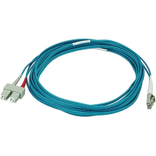 Monoprice 10Gb Fiber Optic Cable, LC/SC, Multi Mode, Duplex - 5 Meters - Aqua