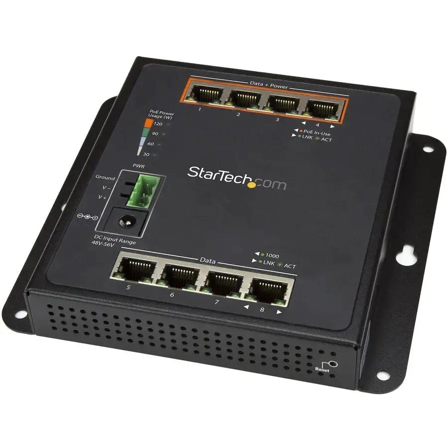 StarTech.com IES81GPOEW 8-Port Gigabit Ethernet Switch with 4 PoE+ Ports – Managed Layer 2 Industrial Network Switch for Rugged Environments by StarTech.com