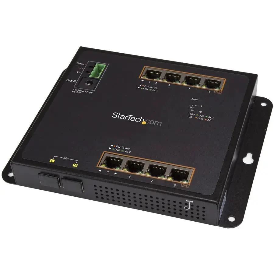 StarTech.com IES101GP2SFW 8-Port PoE+ Gigabit Ethernet Switch with 2 SFP Slots for Industrial Networks by StarTech.com