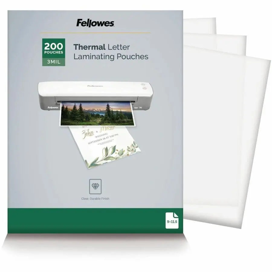 Fellowes Letter-Size Thermal Laminating Pouches – Clear, 200 Pack