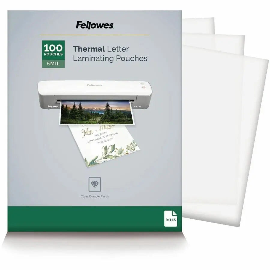 Fellowes Letter-Size Thermal Laminating Pouches - Clear, 100 Pack