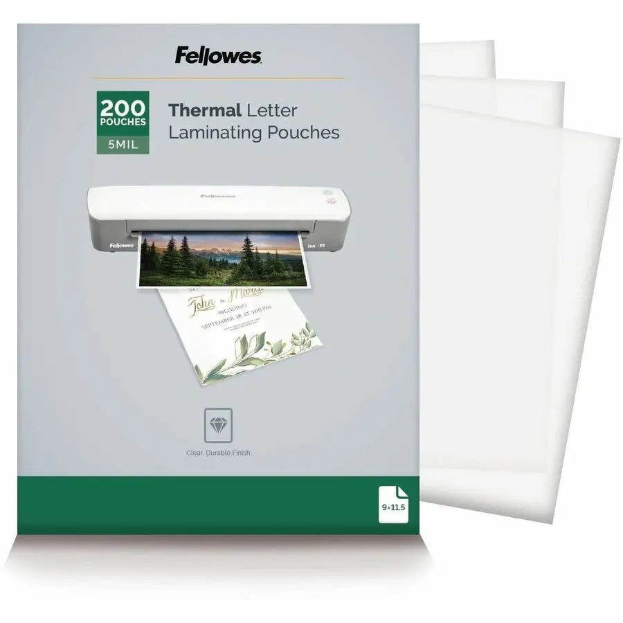 Fellowes Letter-Size Thermal Laminating Pouches, 200 Pack - Clear, Durable Finish