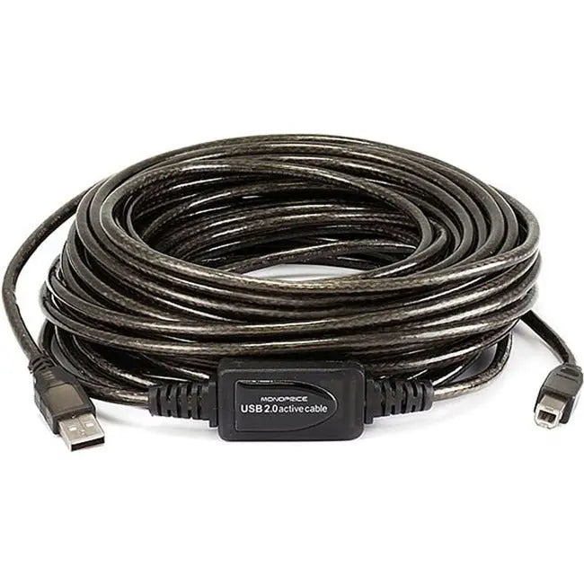 Monoprice 49ft (15m) USB 2.0 A Male to B Male Active Extension Cable