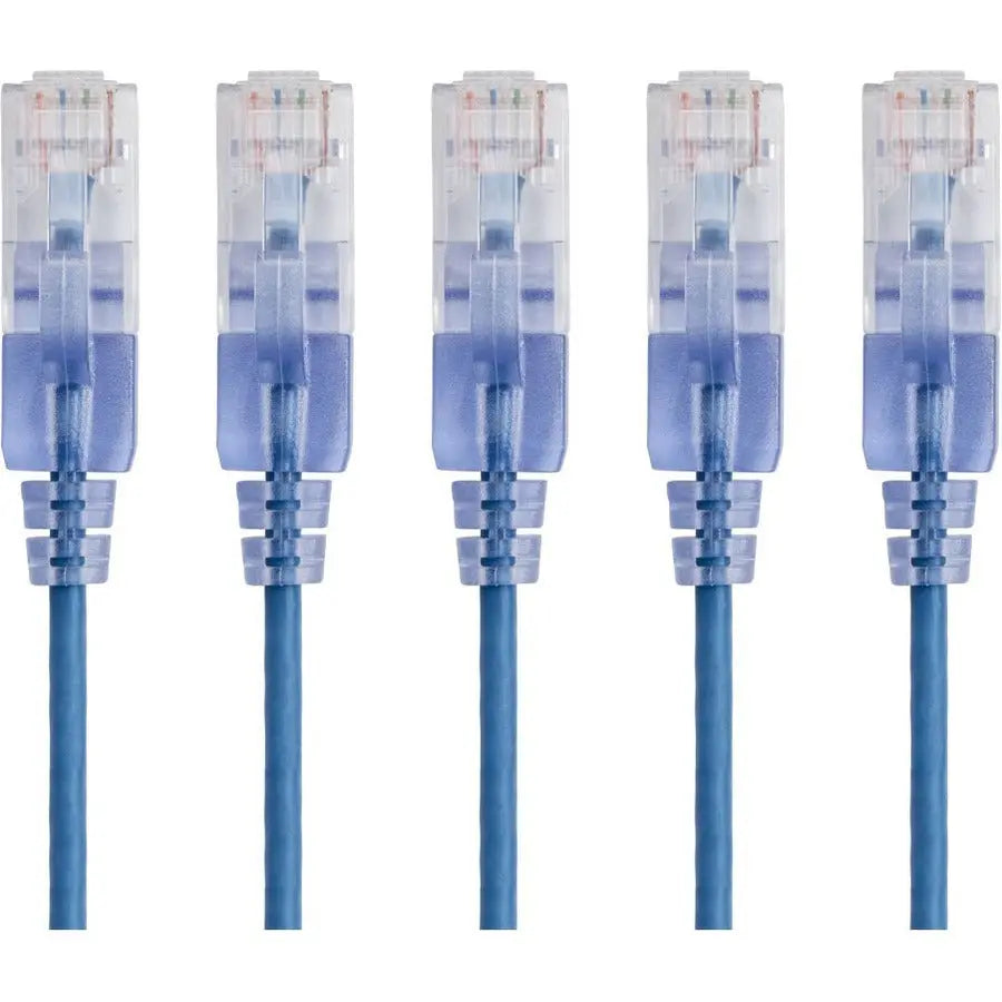 Monoprice SlimRun Cat6A Ethernet Patch Cable 14ft Blue (5-Pack)
