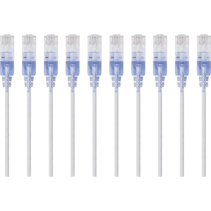 Monoprice SlimRun Cat6A Ethernet Patch Cable - 3ft White, 10-Pack