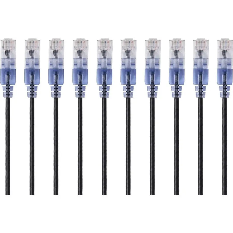 Monoprice SlimRun Cat6A Ethernet Patch Cable — 5 ft, Black, 10-Pack