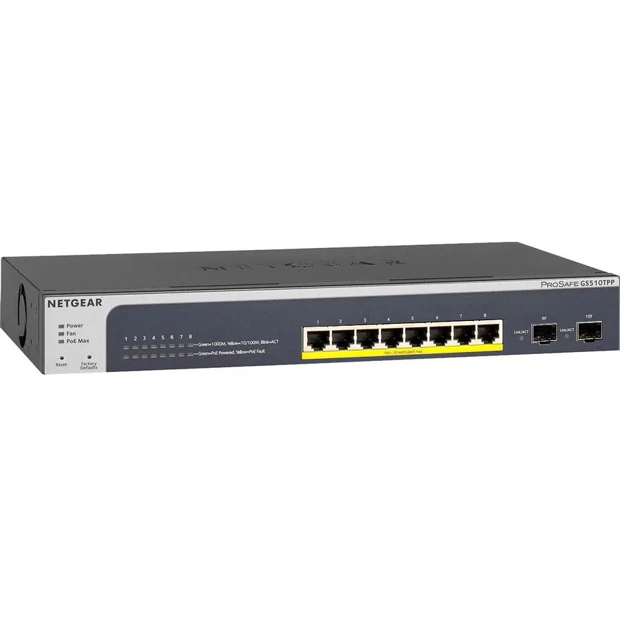 Netgear ProSAFE GS510TPP 8-Port Gigabit PoE+ Managed Switch with 2 SFP Ports