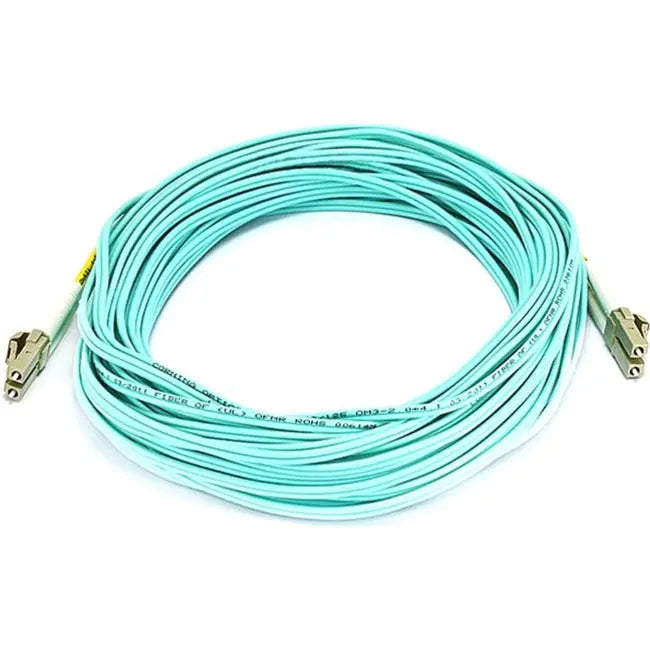 Monoprice Fiber Optic Duplex Network Cable - OM3 Aqua Multi-Mode, LC Connectors, 50 Micron Core, Riser Rated