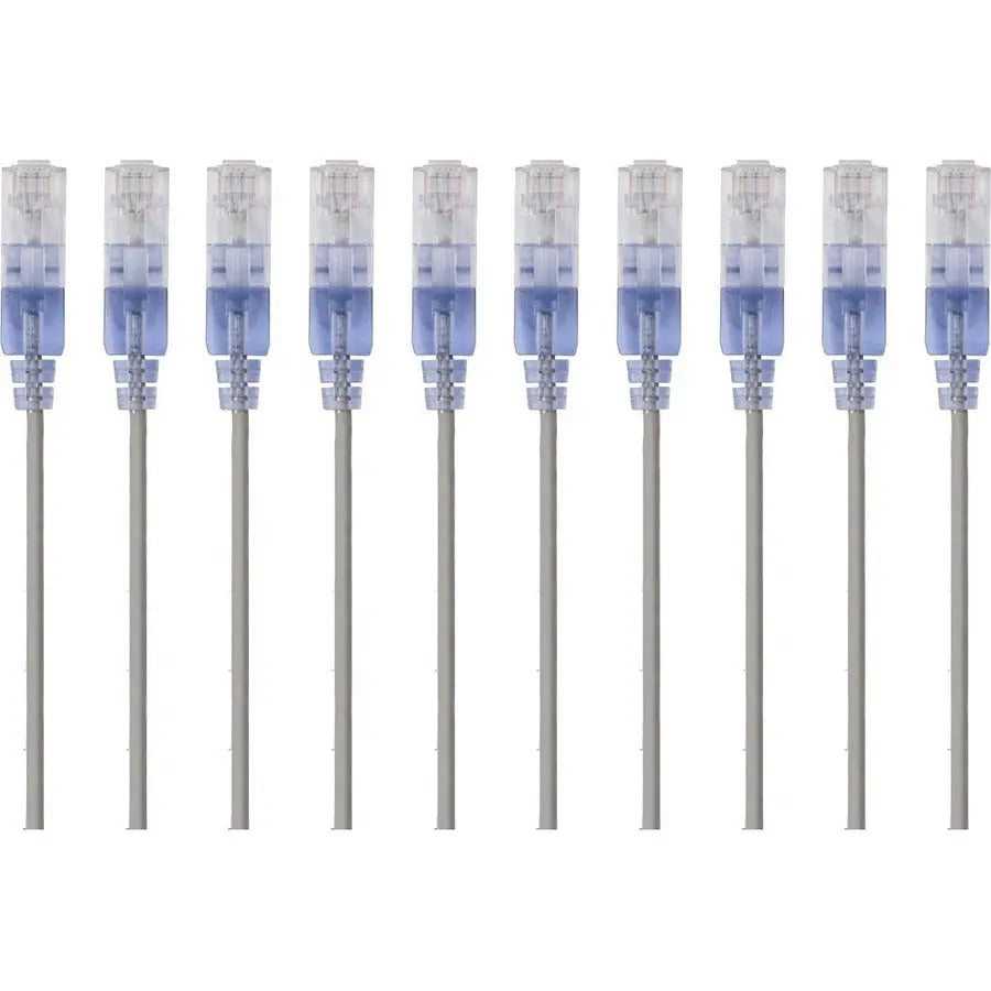 Monoprice SlimRun Cat6A Ethernet Patch Cable – 7ft Gray, 10-Pack